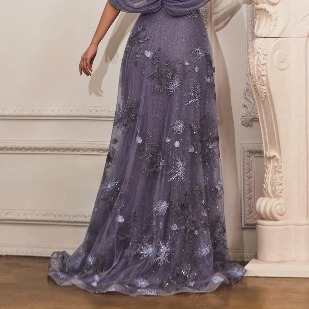 Purple Evening Party Evening STRAPLESS LAYERED TULLE GOWN A-Line Dress CD008 - Picture 5 of 8